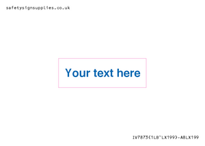 Custom blank information sign. Blue text, plain background